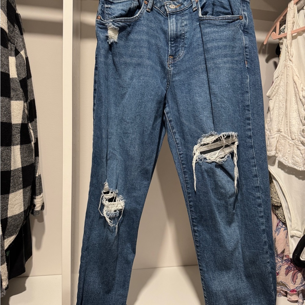 Express Blue Distressed Boyfriend Jeans